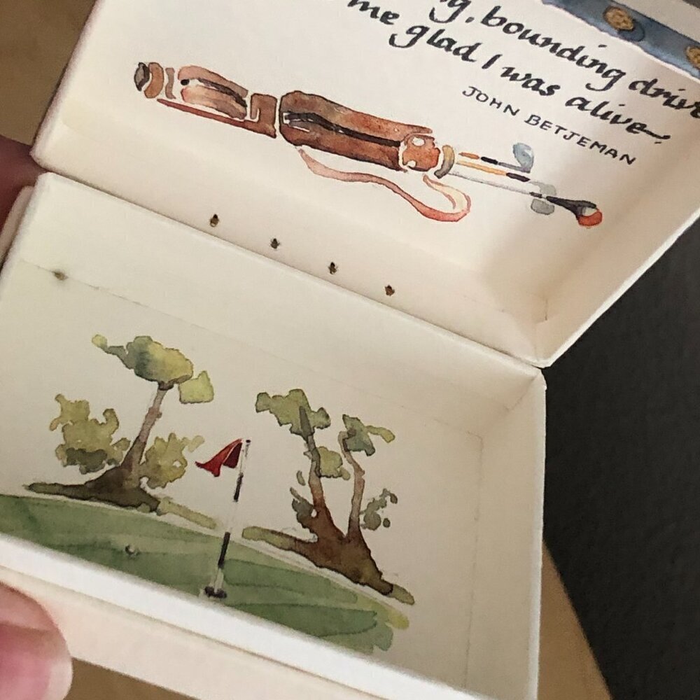 Vintage 1990 Catriona Stewart Golf Fishing Watercolor Painted Boxes - England - Picture 5 of 9
